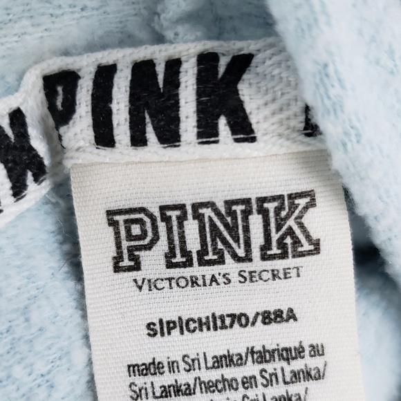 Pink Victoria's Secret Blue Acid Wash Crop Hoodie - Picture 3 of 5